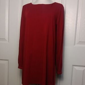 Westbound Classic Red Tunic Style Long Sleeve Top